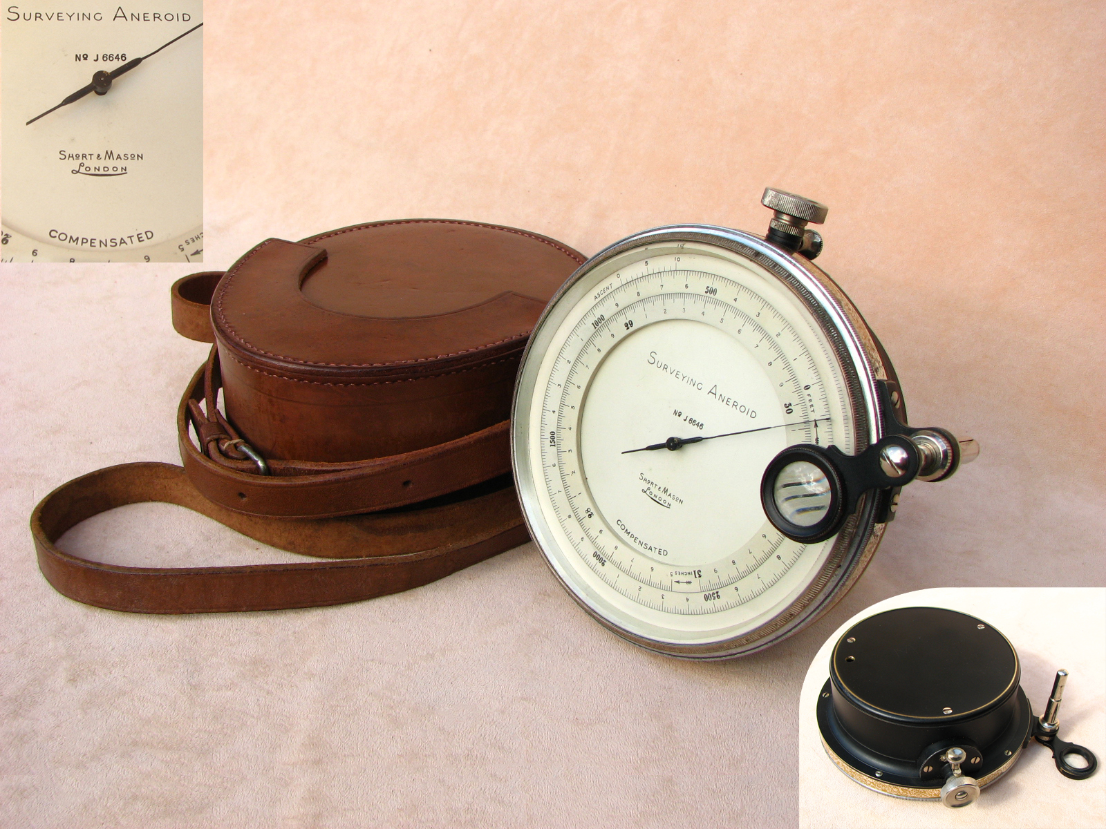 Impressive Short & Mason precision surveying barometer & altimeter with case